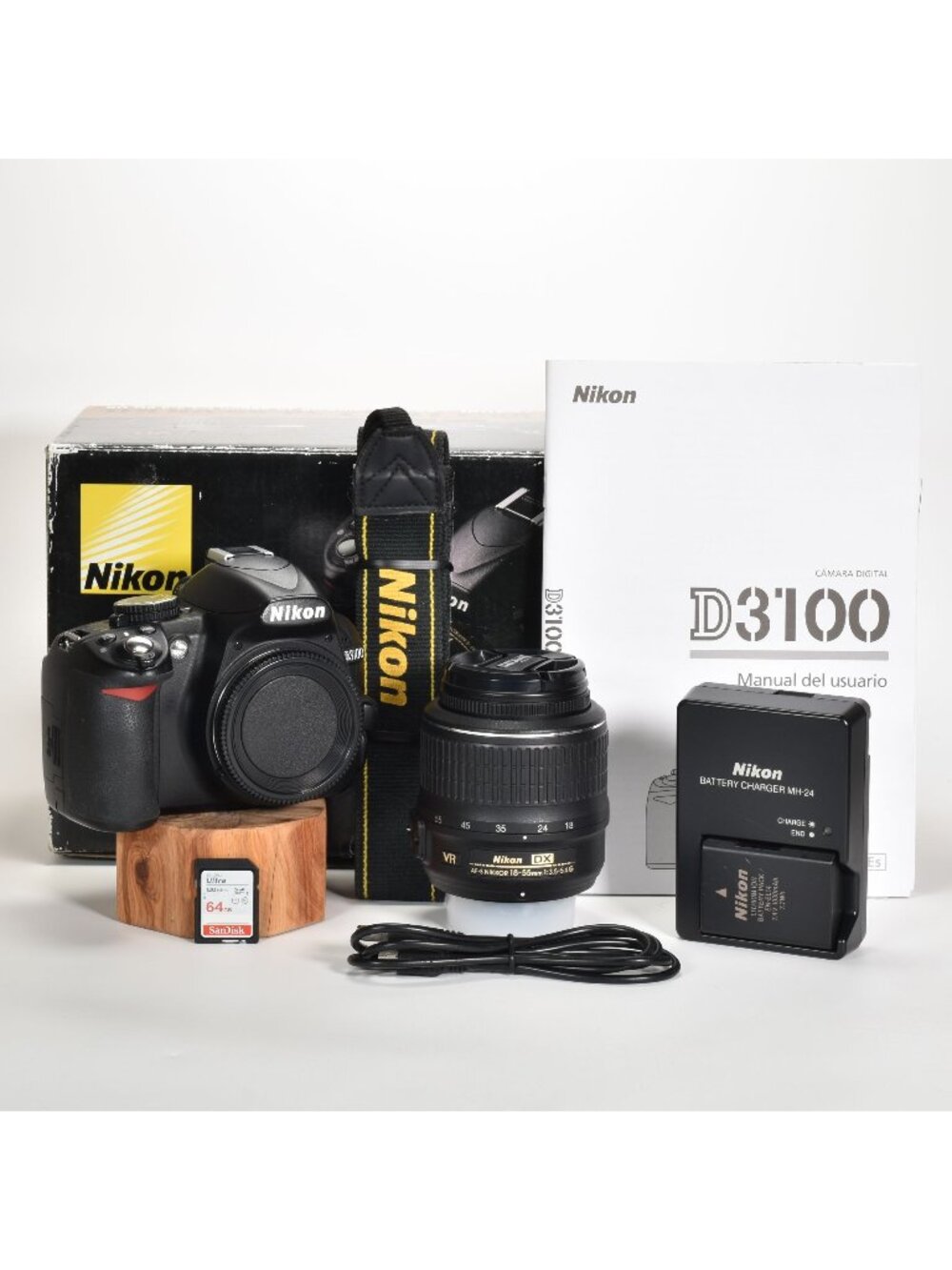 Nikon D3100 Digital SLR Camera 14.2MP 18-55mm Lens HD Video 14775 Clicks 64GB SD